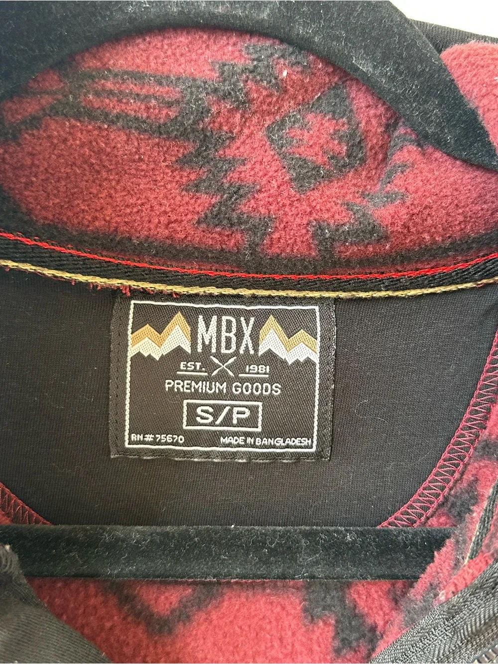 MBX Men's Burgundy Aztec Half-Zip Fleece Pullover